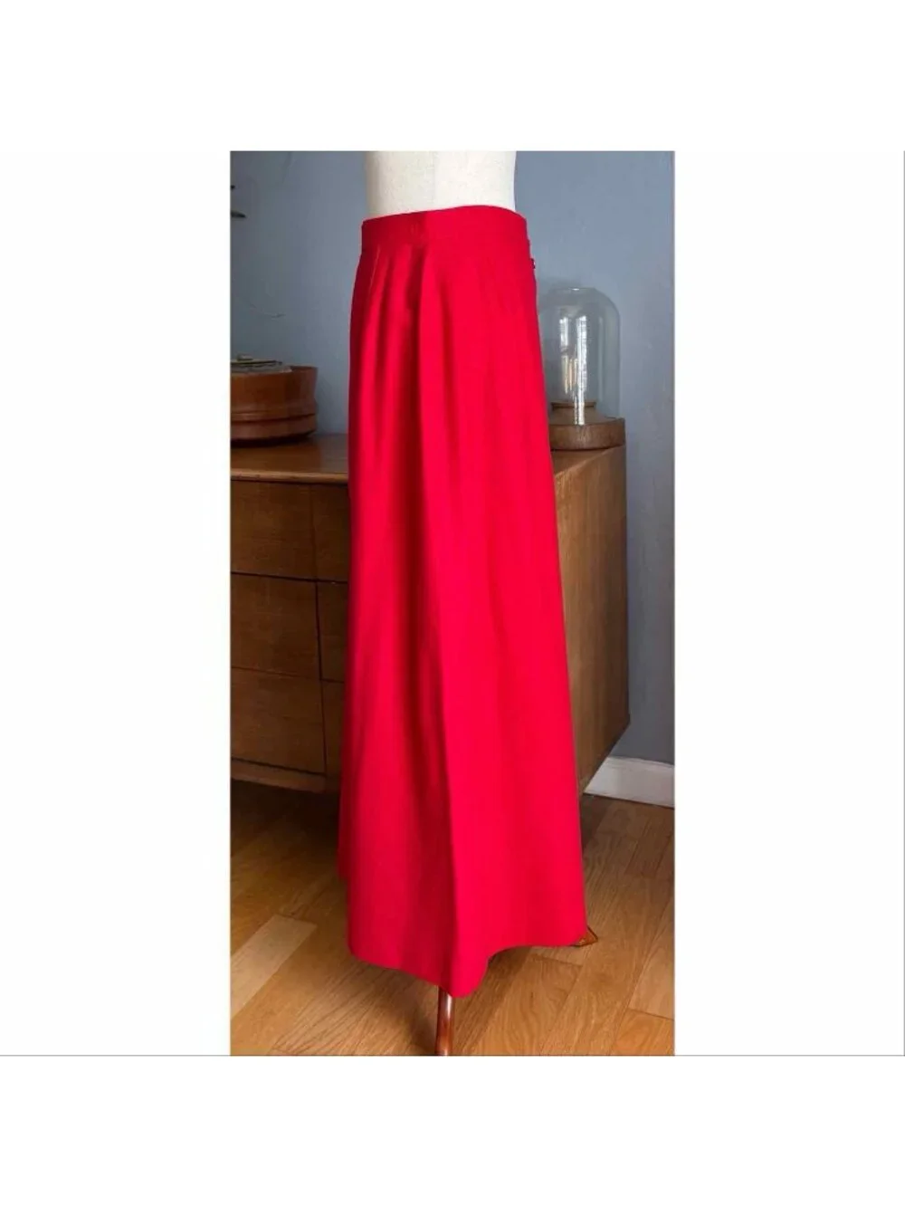 Vintage Pendleton Red Wool Button Front Maxi Skirt
